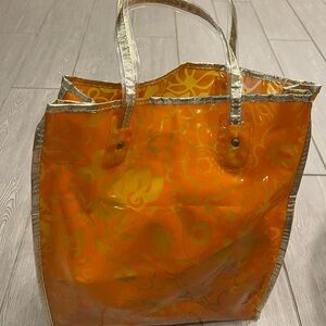 1960s Groovy Little Vinyl Market ToteVibrant Orange & Gold Iridescent Tote Bag